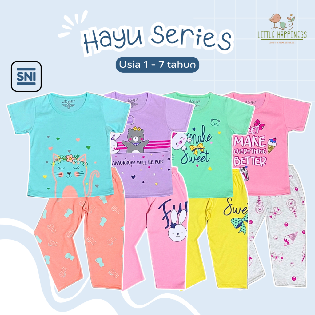 HAYU SERIES ~ Setelan Baju Anak Perempuan Usia 1-7 Tahun Celana Panjang KELFI