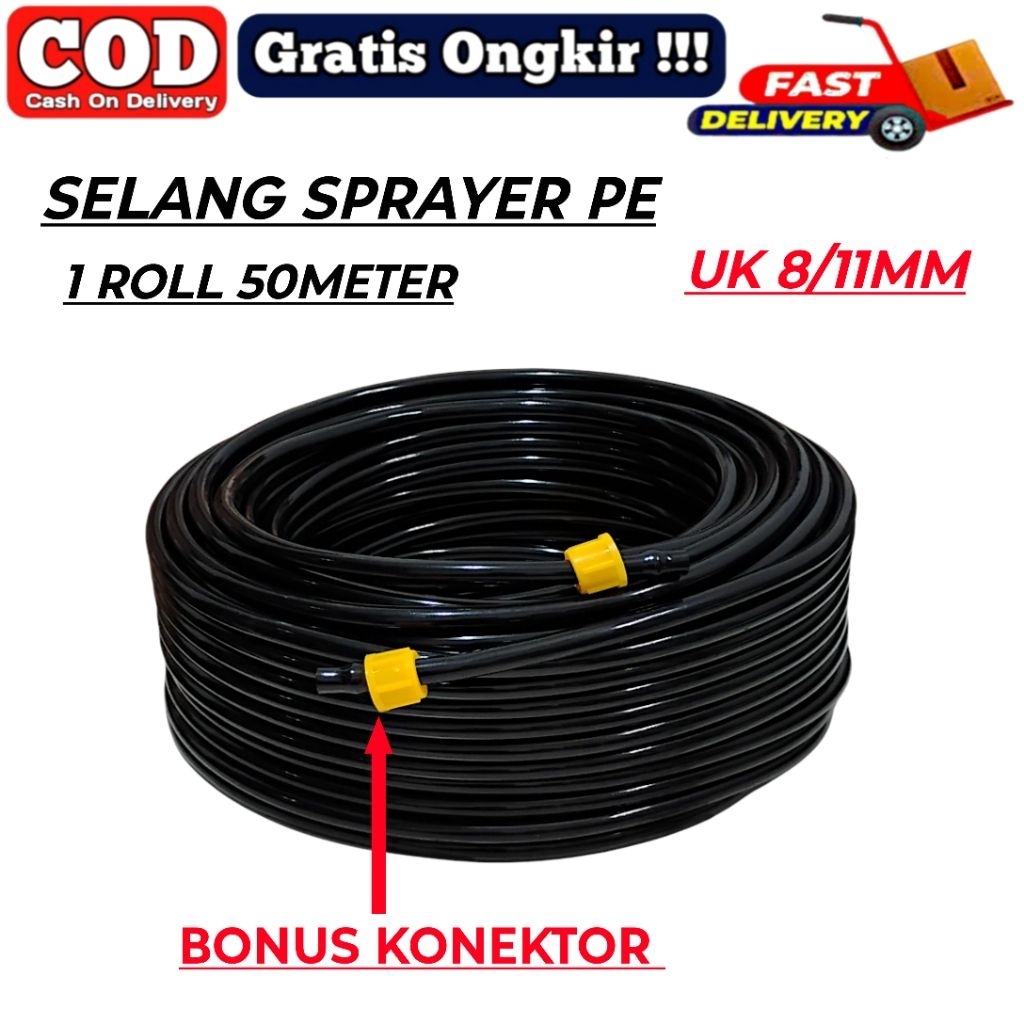 SELANG SPRAYER PE FERTIGASI HIDROPONIK HARGA 50METER / SELANG HDPE 11MM/ SELANG IRIGASI