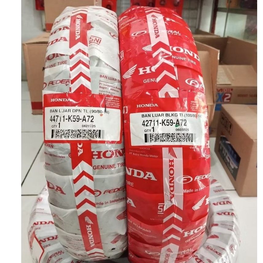 Ban TUBLES Federal Honda AHM 90/80 Ring 14 & 100/80 Ring 14 Ban Depan Belakang Vario 125 K2F 2022 - 