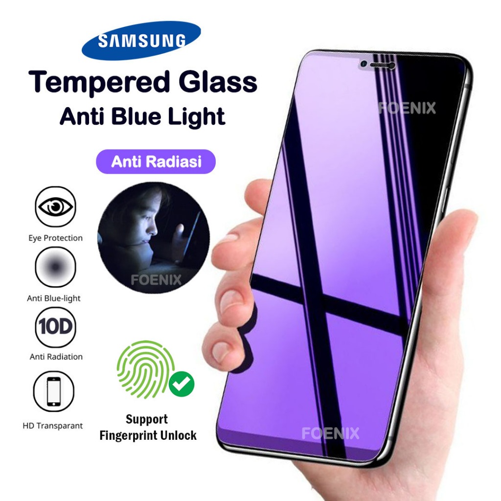 Tempered Glass Anti Radiasi Fingerprint Samsung A22 4G 5G A32 A42 A52 A52s A72 2021 A23 A33 A53 A73 