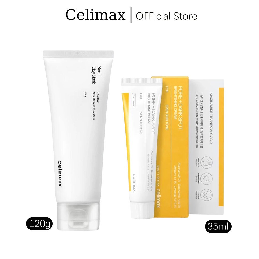 CELIMAX Brightening Pore & Spot Cream 35ml+CELIMAX The Real Noni Refresh Clay Mask 120g