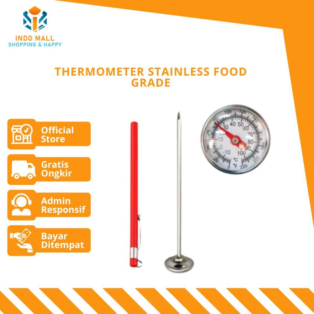 Termometer kopi Thermometer Susu Stainless Food Grade Termometer Kopi Barista Air Masak teko INDOMAL