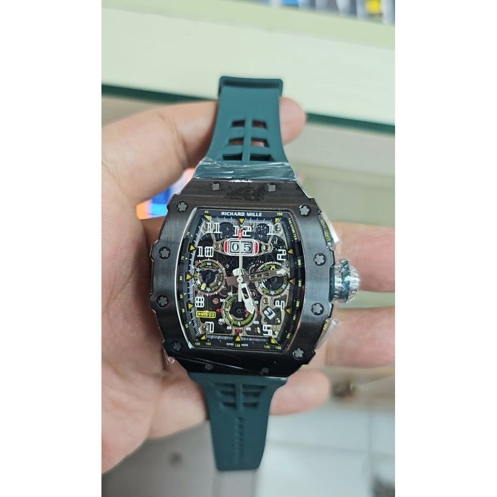jam tangan autometic swiss RM 11-03 shappire rubber steel green