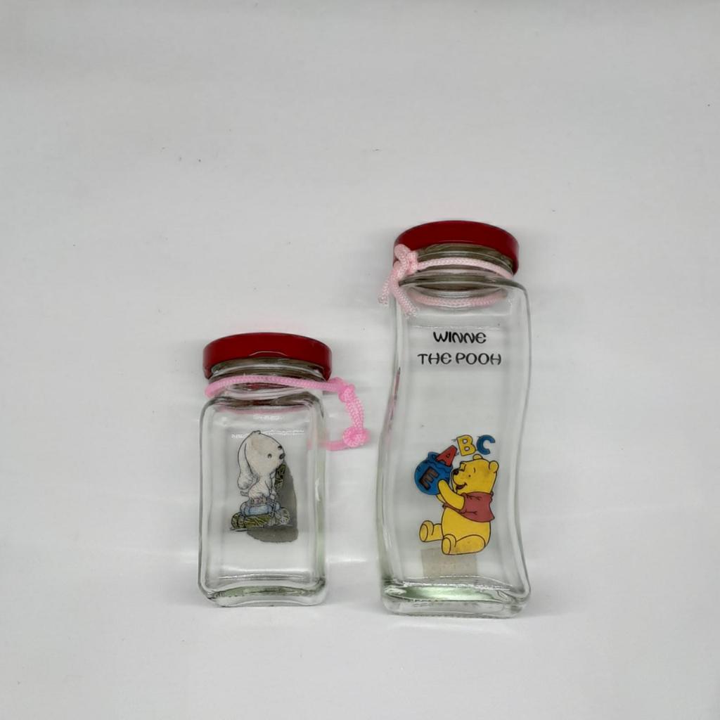 Toples Mini Kaca tutup Kaleng Motif Random