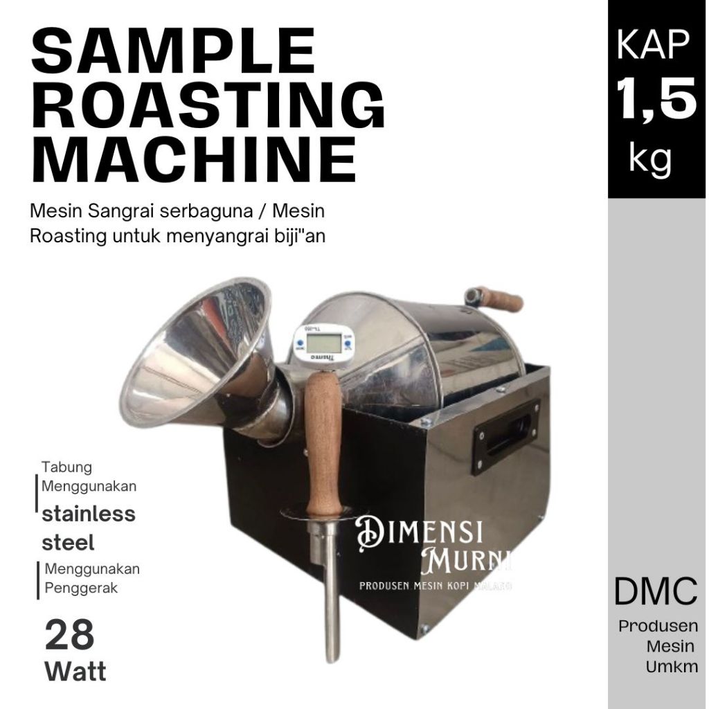 Mesin Roaster-Sangrai Kopi Mini 1.5 Kg | Sangrai Biji Serbaguna | DMC Stainless Stee