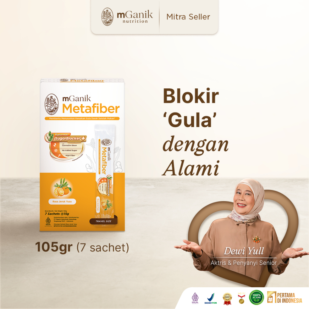 mGanik Metafiber Rasa Jeruk Yuzu - Travel Size 105gr isi 7sachet