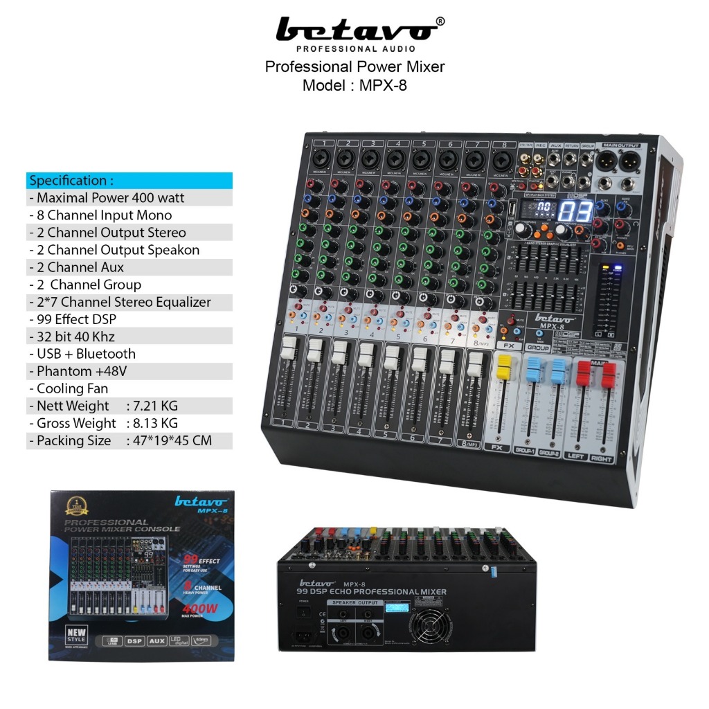 Betavo Audio Power Mixer MPX8 , MPX6 & MPX4 8CH , 6CH & 4CH