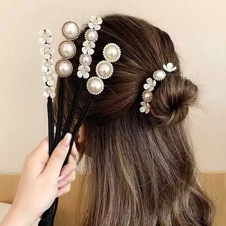 JH Sanggul Rambut iKat Jepit Modern Simple Wanita Korea Motif Mutiara Diamond Elegant