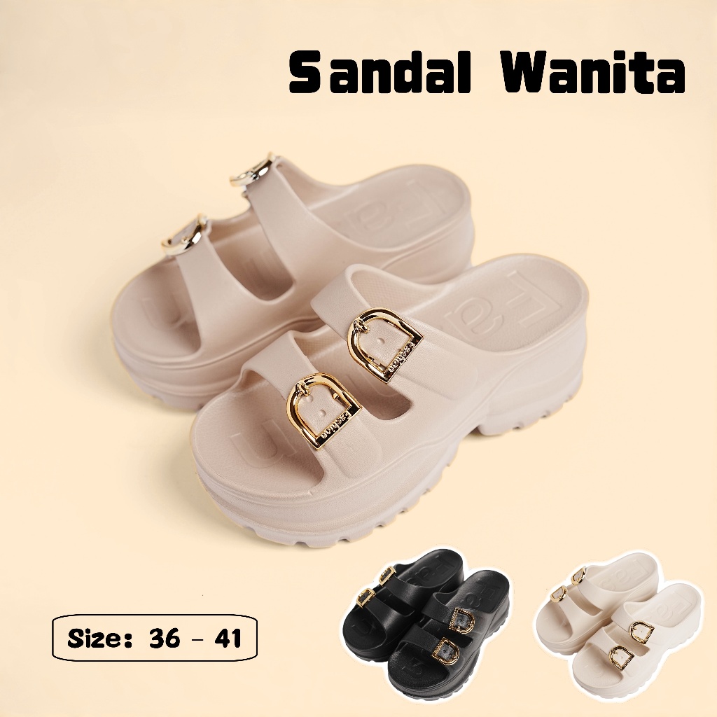 Sendal wedges wanita tebal premium anti slip Sandal cewek EVA tebal korea vintage stylish murah