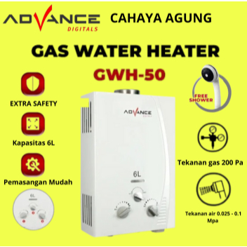 Water Heater Advance GWH50 Gas Pemanas Air Kamar Mandi Gas