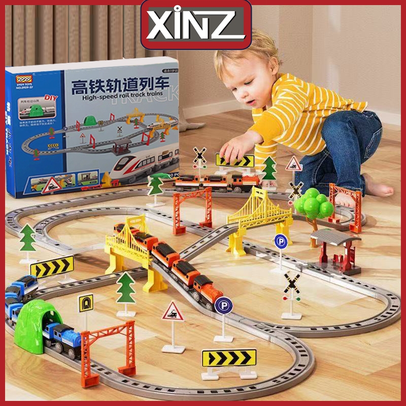 XiNZ 119 PCS Kereta Api Mainan Rel Panjang Mainan Kereta Rel Listrik Kereta Api Rail King Mainan
