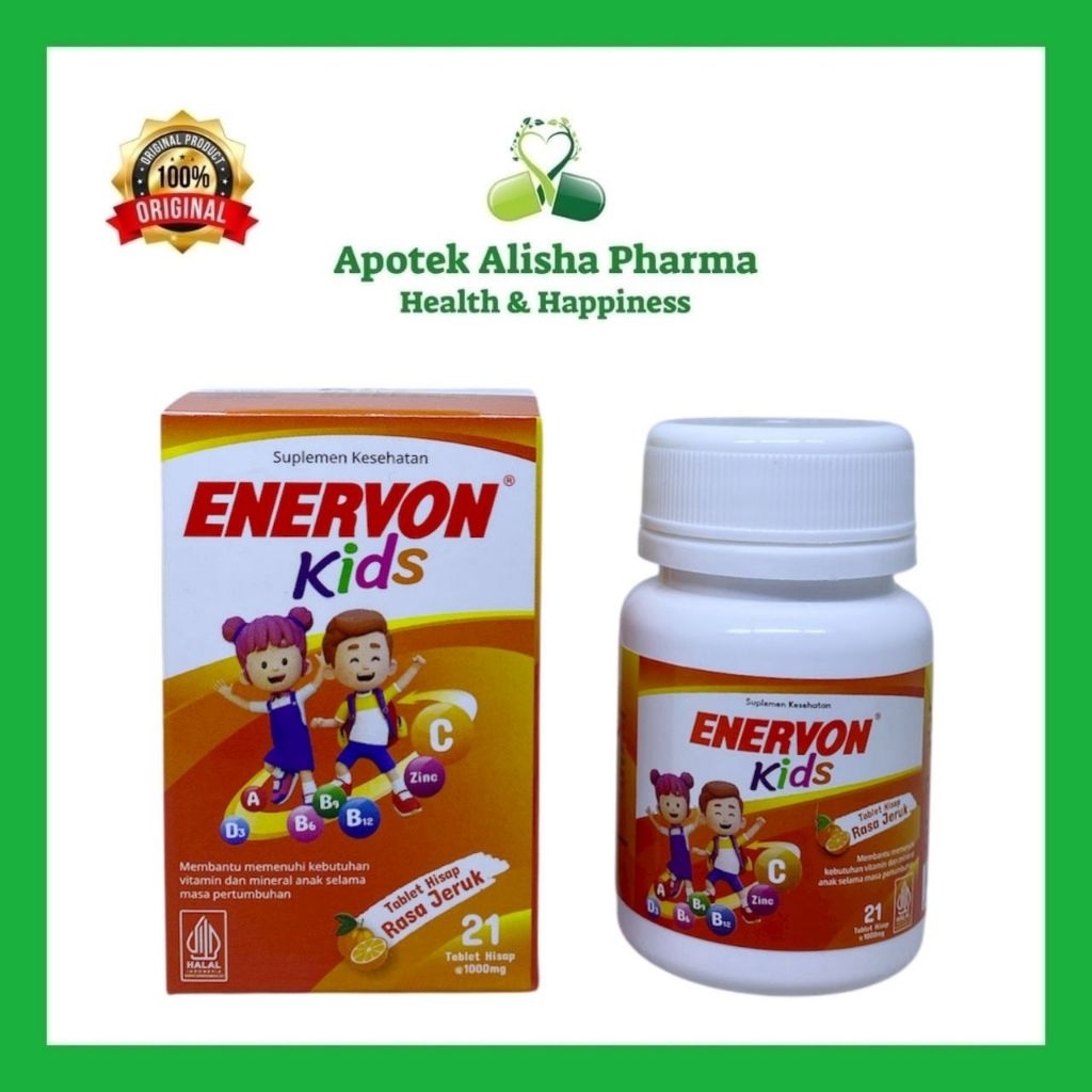 Enervon C Kids 21 Tablet Kunyah Vitamin Pertumbuhan dan Nafsu Makan Anak