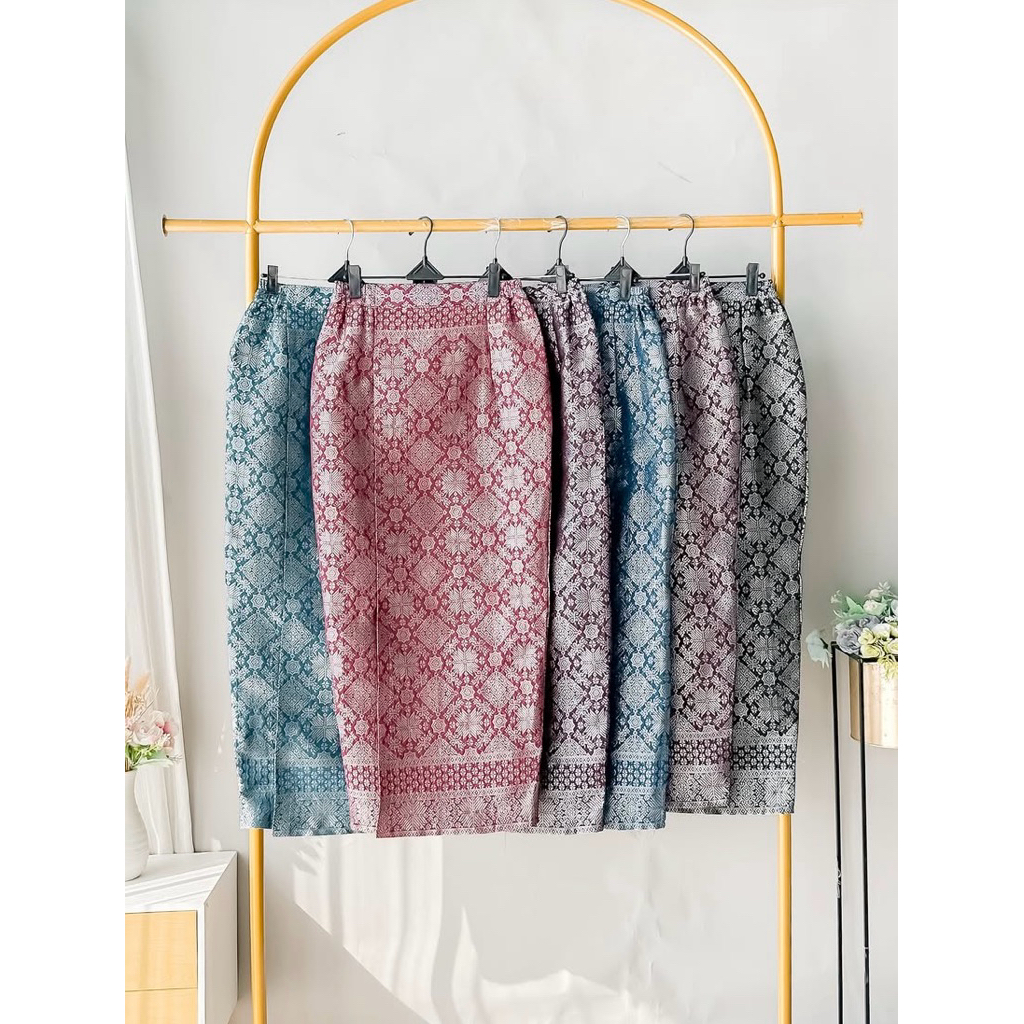 Rok Songket Span Jadi Pinggang Karet Rok Songket Wisuda Rok Kebaya Belah Rok Songket Silver Putih