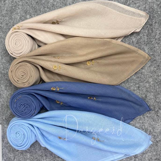 Hijab segiempat paris jadul varisha motif bunga bordir