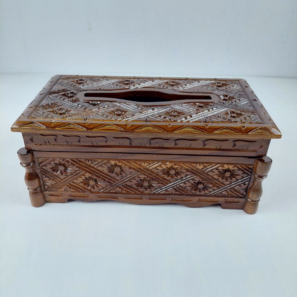 Tempat Tisu Kayu Jati Ukir Elegan Mewah