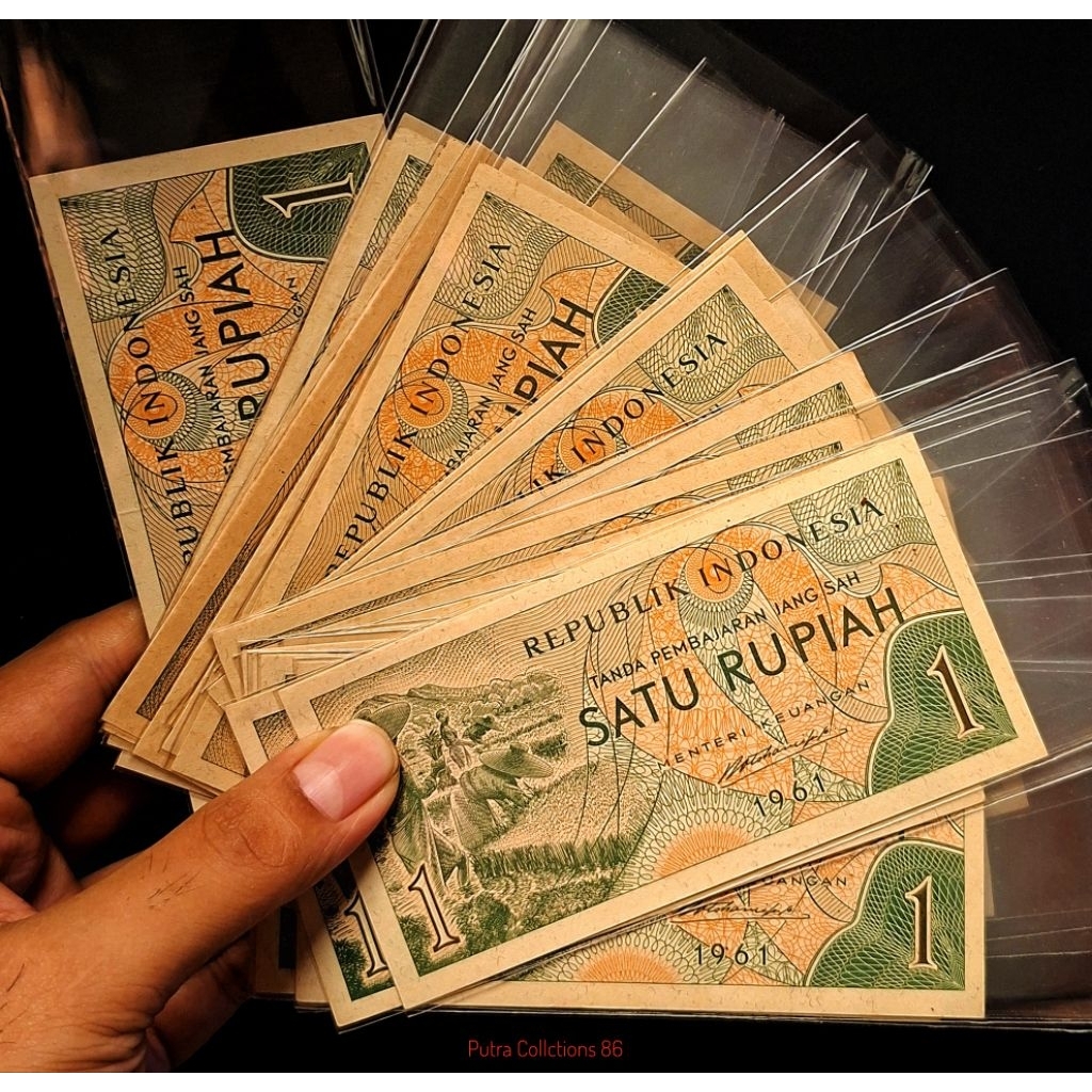 Uang Kuno 1 Rupiah Sandang Pangan Tahun 1960 GRESS Asli
