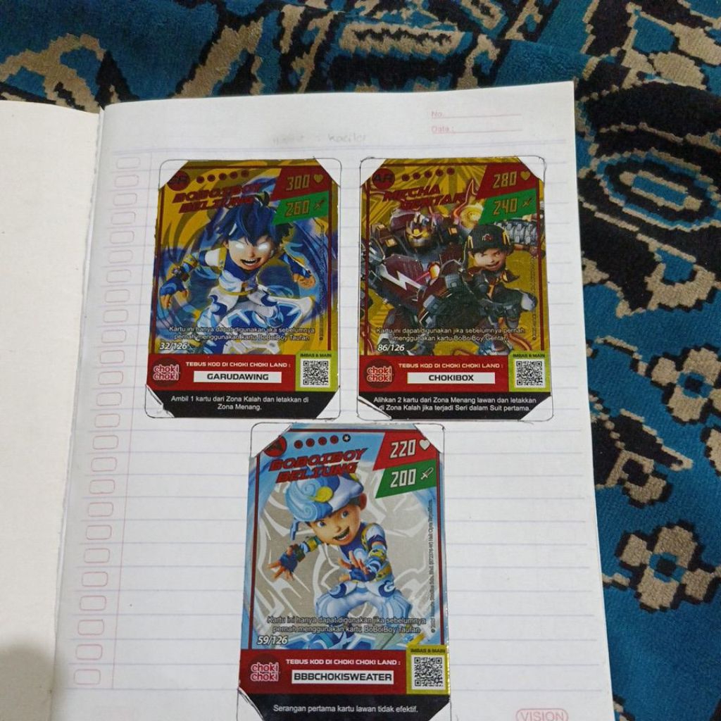 kartu Boboiboy choki-choki langka mecha gentar gold 86/126