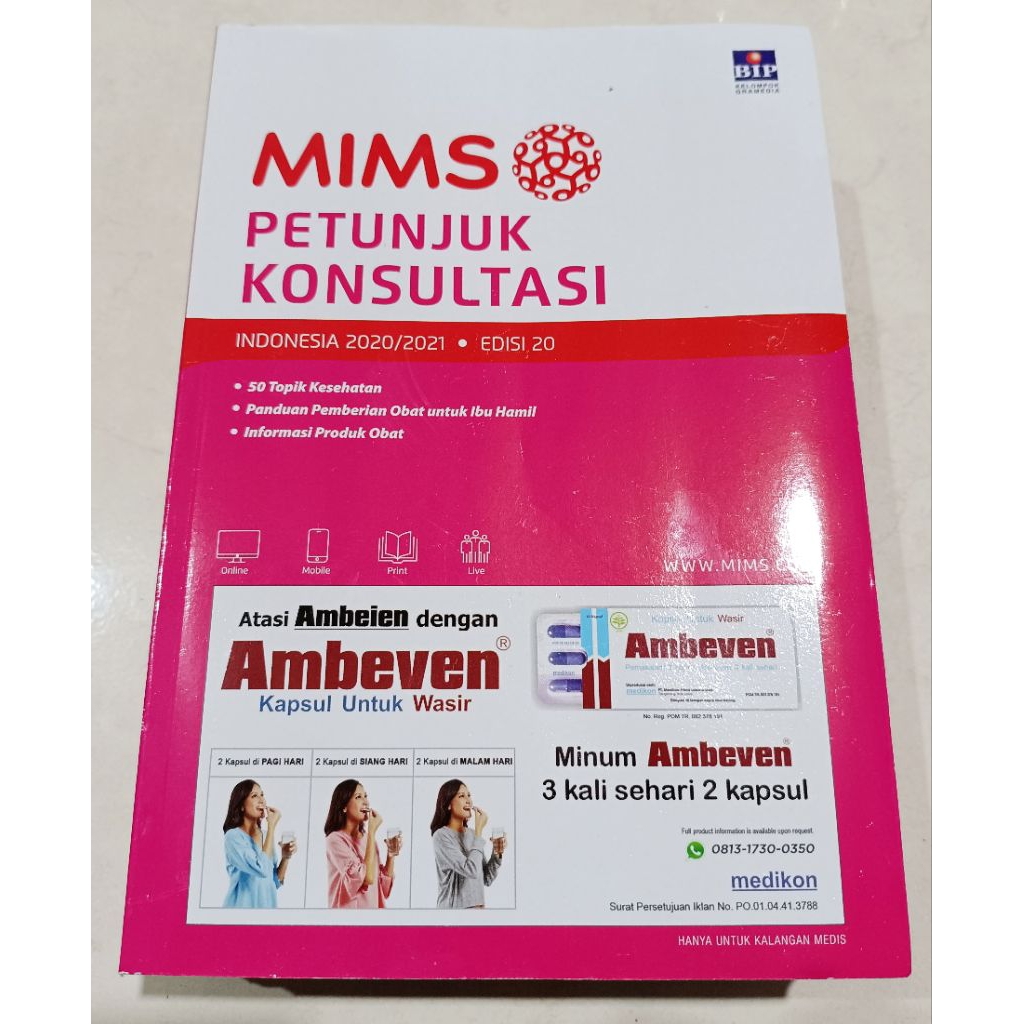 ( OBRAL ) BUKU KESEHATAN KEBUGARAN // MIMS PETUNJUK KONSULTASI INDONESIA 2020 / 2021 // ORIGINAL