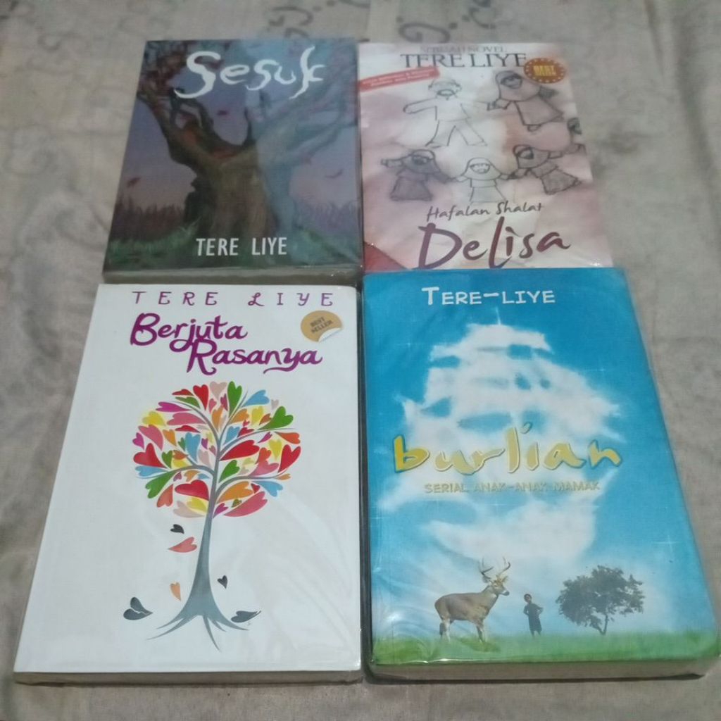 preloved novel tere liye sesuk, berjuta rasanya, hafalan shalat delisa, dan burlian original