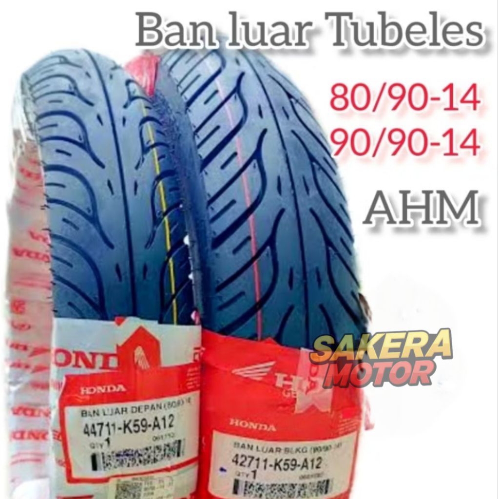 Ban luar tubeles Original AHM honda federal depan belakang matic 80/90-14 90/90-14 Ban luar tubles d