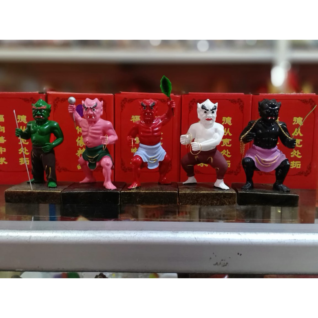patung Ngo kui / wu kui / 5 hantu berdiri bahan fiber 4in