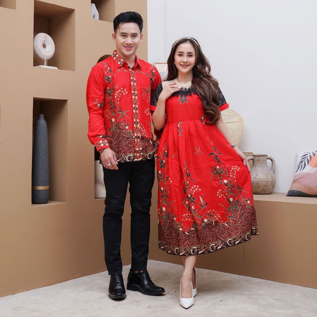 Dress mix tille brokat renda batik UNGGUL JAYA COUPLE kemeja lengan panjang pendek FASHION kekinian