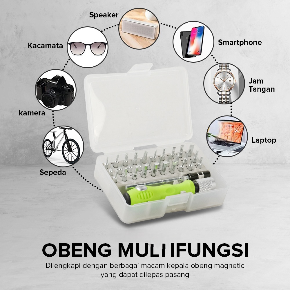 Colmer Set Obeng 32in1 Multifungsi Baja Vanadium dengan Kotak Penyimpanan  Obeng Magnetik Reparasi E