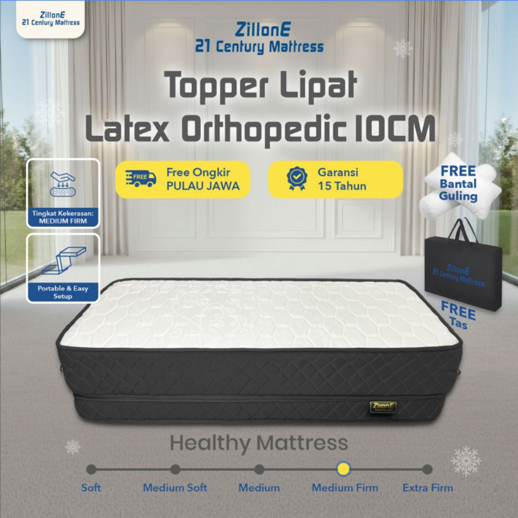 Zillone Flex Fold Latex Topper 10cm – Superior Latex Mattress Topper | Topper Orthopedic | 90x200–20
