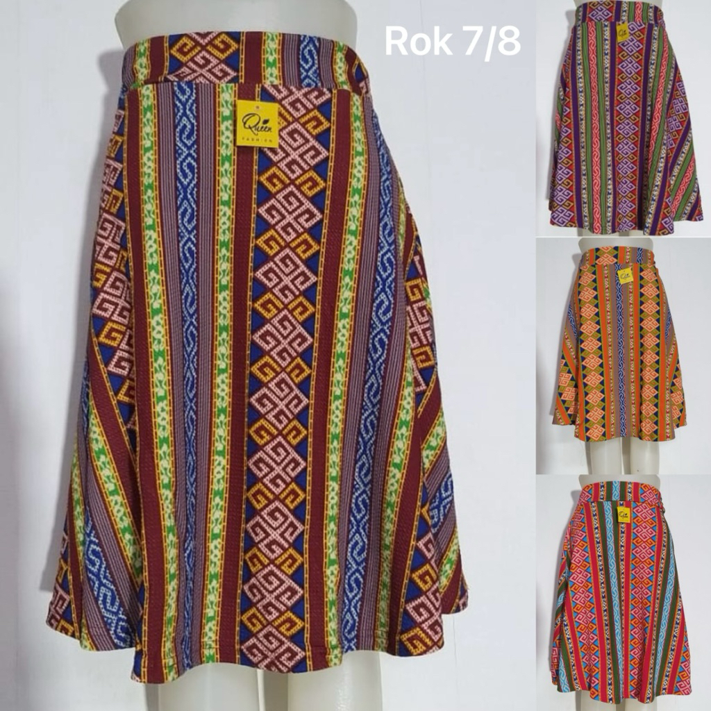 Rok Payung Wanita 7/8 Rok pendek Motif Batik Zig-zag