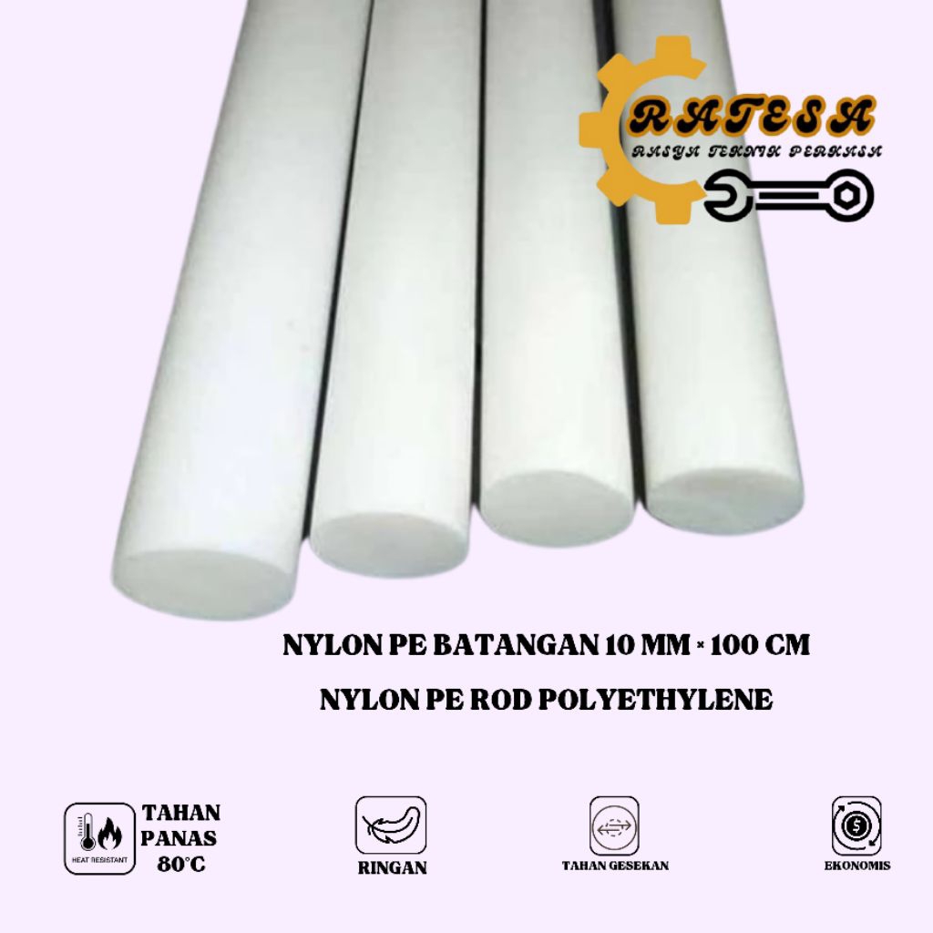 Nylon PE Batangan 10mm×100cm/Nylon PE Rod Polyethylene