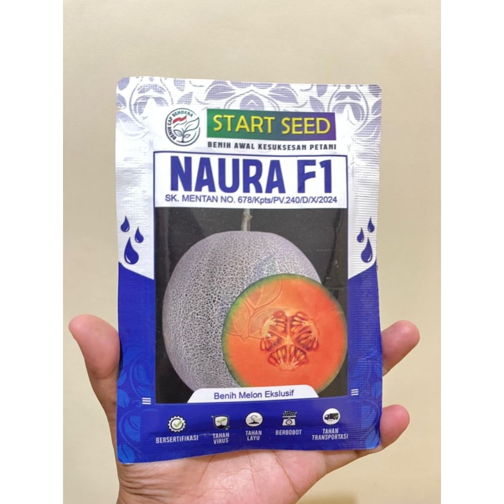 Benih Melon jumbo NAURA F1 20gram (tahan virus buah besar disukai lapak) isi 900bj exp 2027