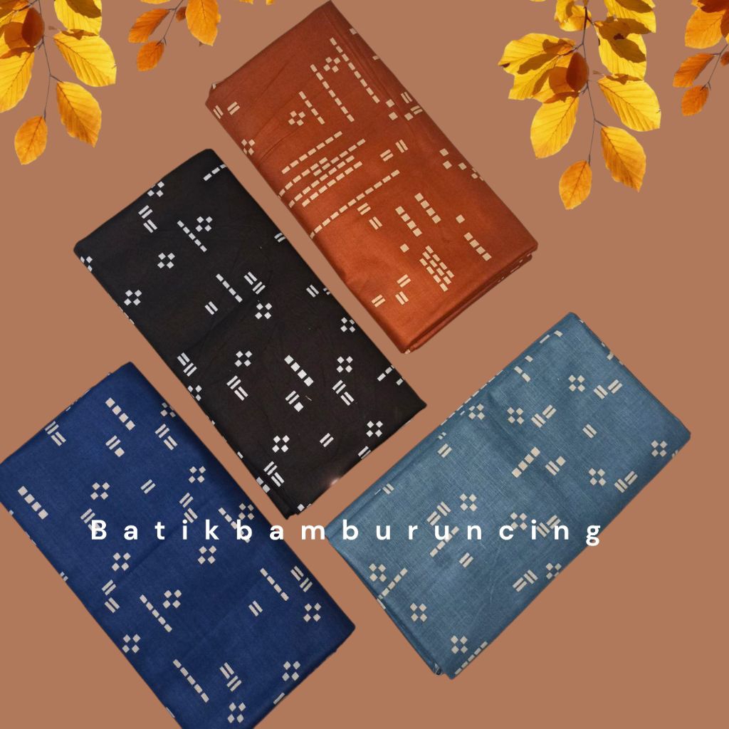 kain batik printing warna biru dan teracota motif matematika