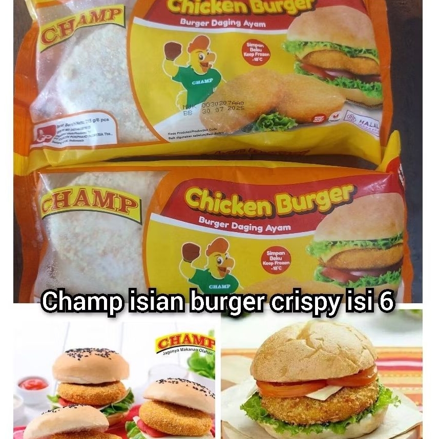 champ burger crispy/ isian burger champ isi 6