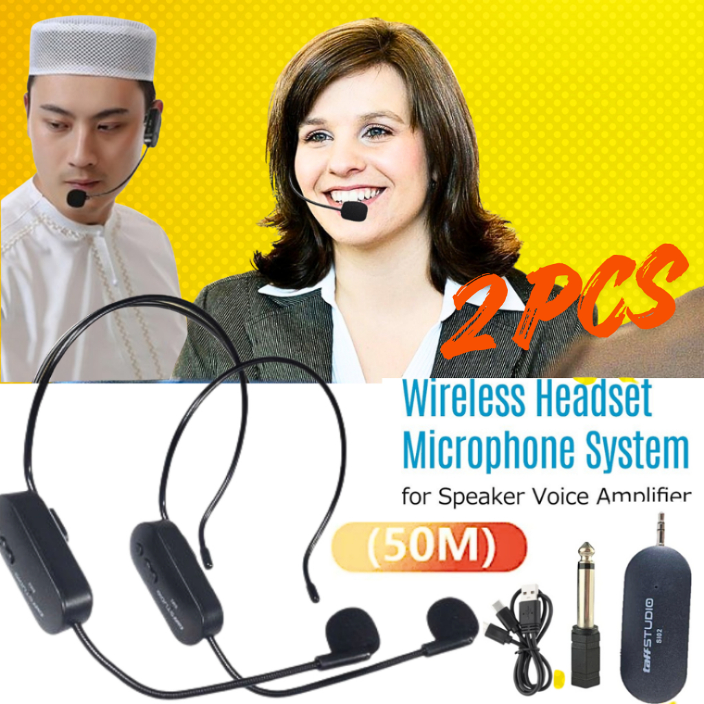 TaffSTUDIO 2 PCS Mic Mikropon Bando wireles Imam Masjid Terbaik Buat Sholat karaoke Terbaru 2.4G