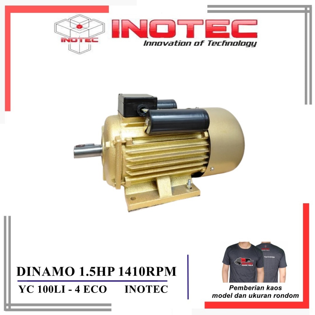 DINAMO 1.5HP, 1PHASE , 1410RPM INOTEC (YC 100L1- 4 HD & YC 100L1- 4 ECO)