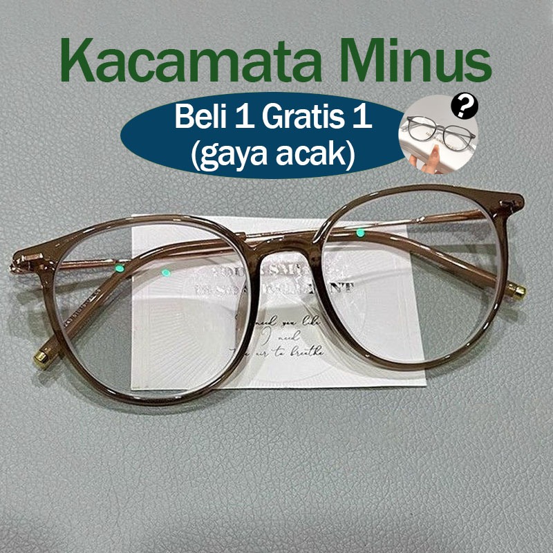 (Beli 1 Gratis 1)0-4.25 Kacamata Minus Wanita Fashion Korea Anti Versi 1020