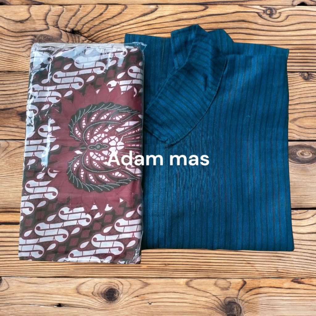 Setelan Surjan Jarik Jawa Pria Tenun Setelan Baju Lurik Dewasa Setelan Baju Adat Jogja