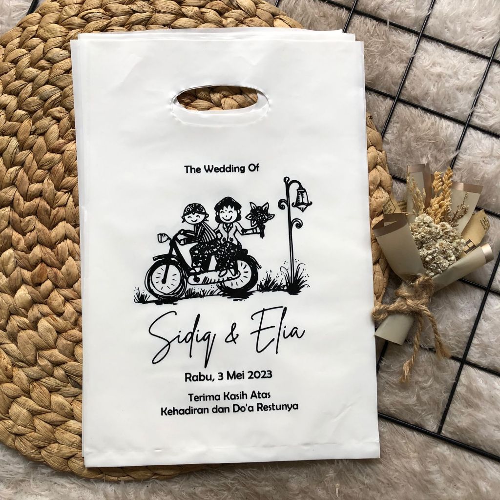 Plastik Sablon Wedding ukuran 25x35 & 20x30 Free Desain | Plastik Hajatan