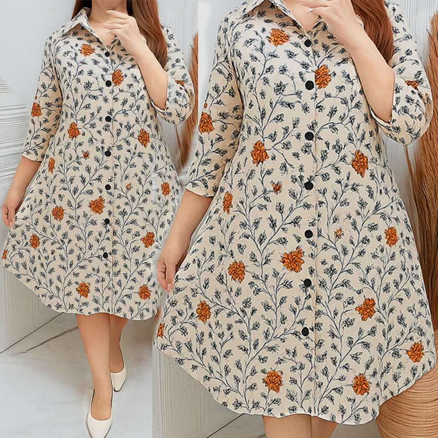 tunik jumbo motif bunga rayon lengan panjang 3/4 model terbaru