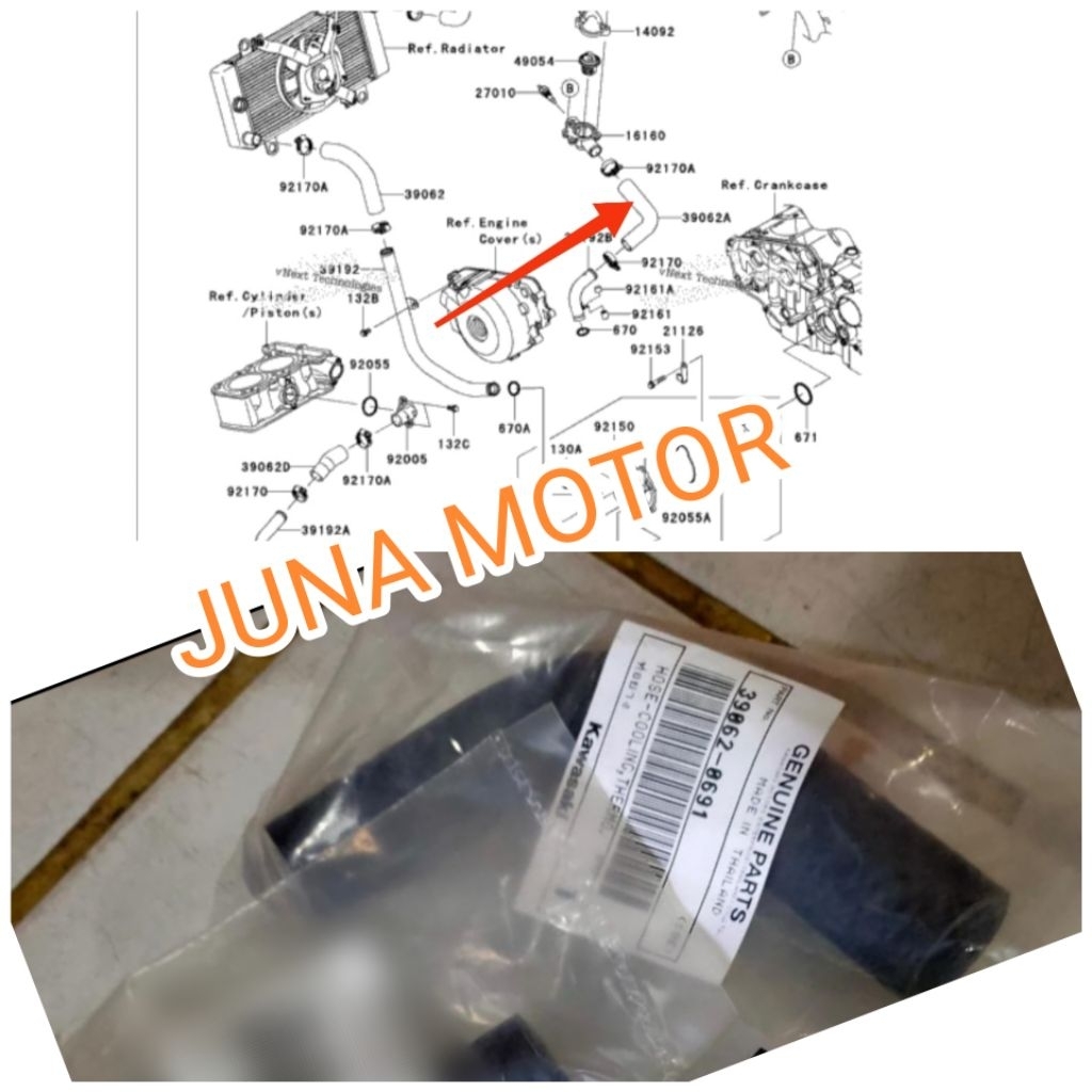 selang radiator ninja 250 karbu Ninja 250fi old Ninja 250R original