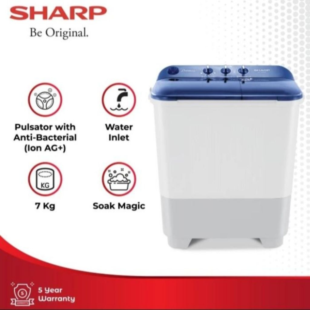 Mesin Cuci SHARP EST-75NT 2 Tabung 7 Kg Pure Magic Series