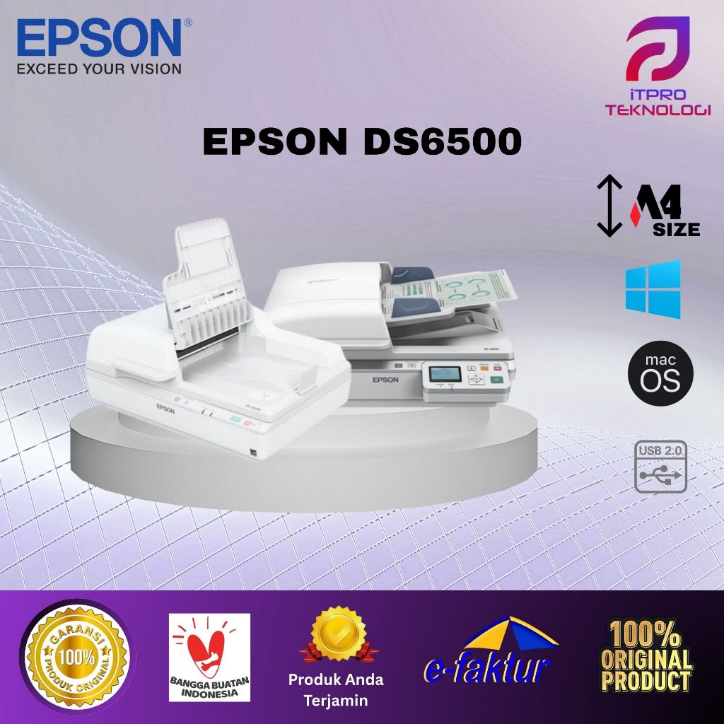 Scanner Epson WorkForce DS-6500 Flatbed Document with Duplex ADF