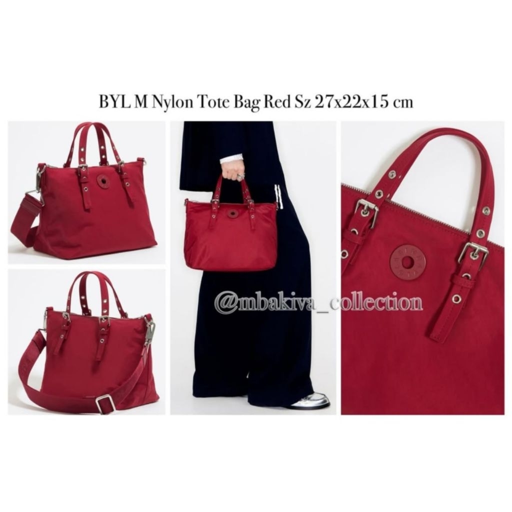 BYL M Nylon Tote Bag Red