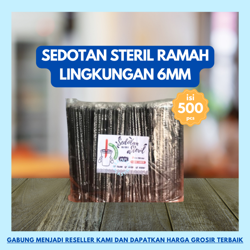 Sedotan Plastik Hitam Steril 6mm 500 Pcs/Sedotan Steril Ramah Lingkungan OXO