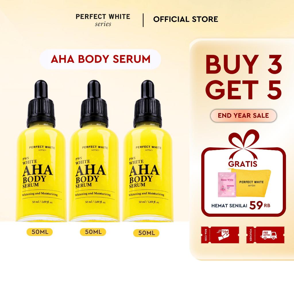 [DAPAT 5] [Free Snow White 5gr + Pouch] PERFECT WHITE 3pcs AHA Body Serum 50ml Whitening