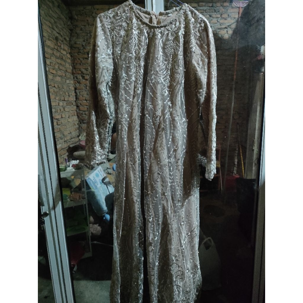 PRELOVE Dress Full Brukat Mocca