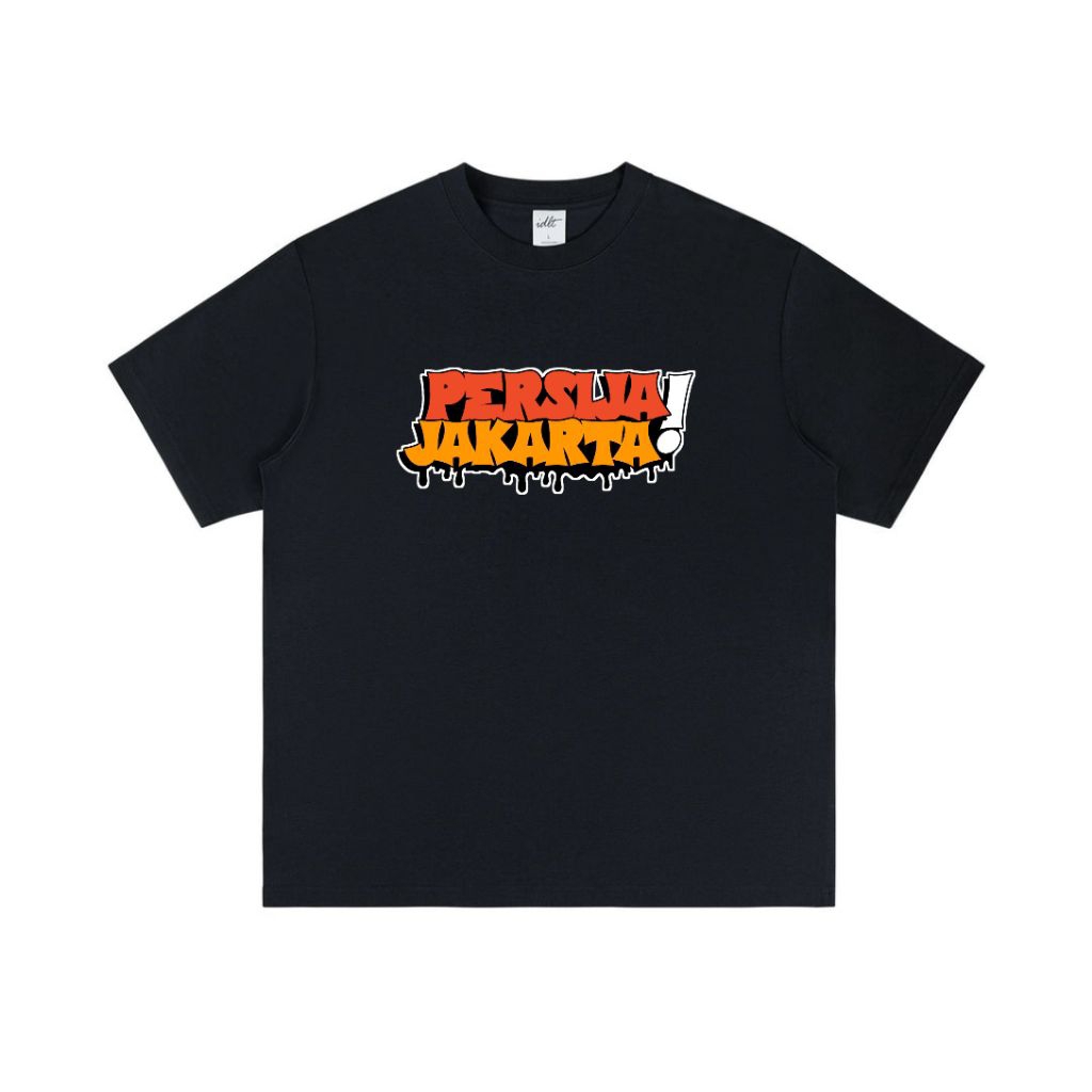 Kaos Casual Persija Jakarta Cotton Combad Hitam Putih
