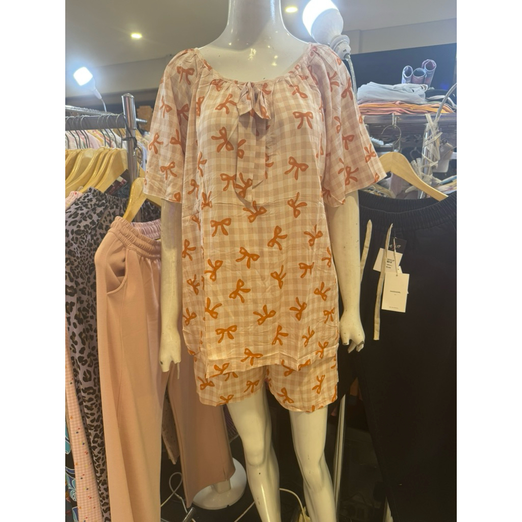 setelan rayon lengan pendek celana pendek