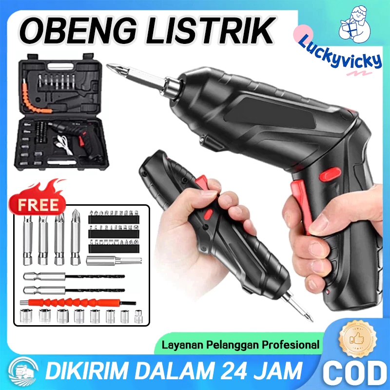 Bor Mini Cordless 4.2V Obeng Baterai Set 49pcs - Termasuk Baterai dan Charger untuk Berbagai Keperlu