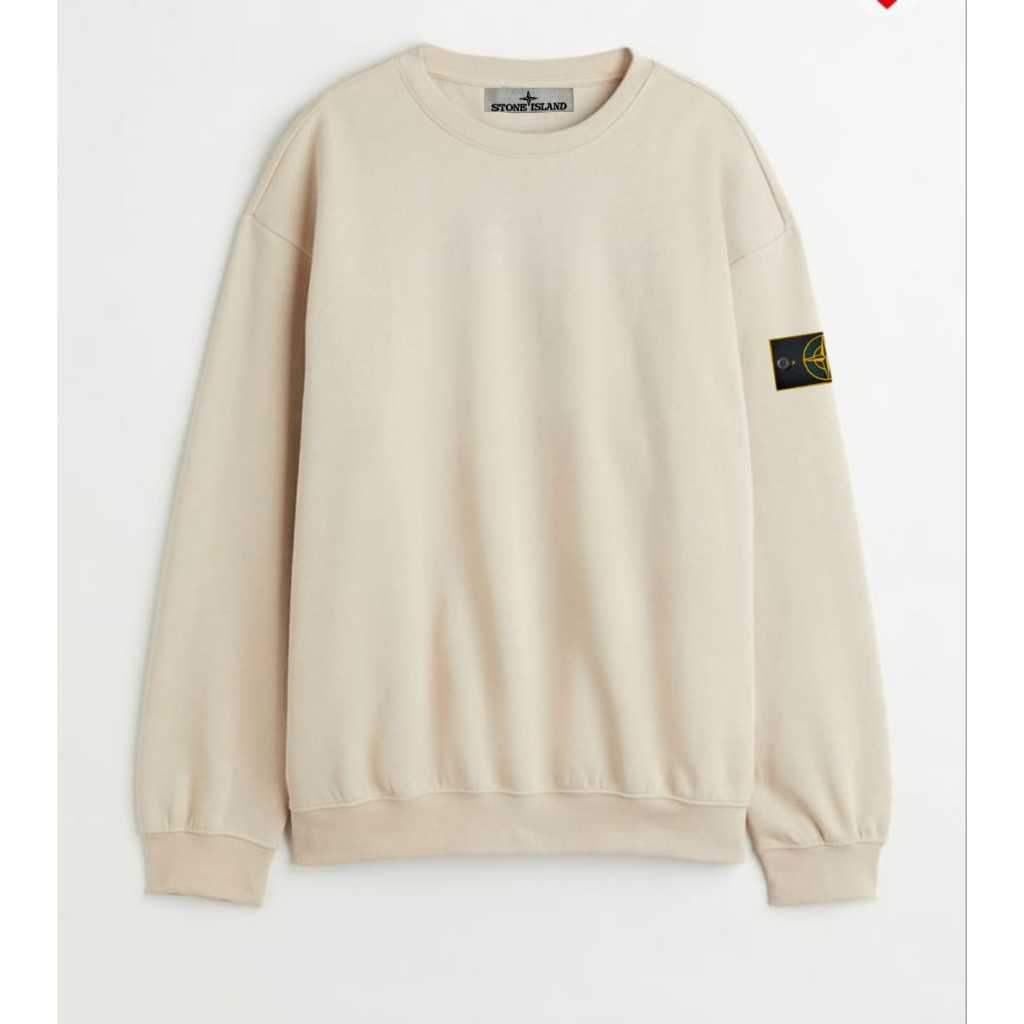 Outerwear Sweater Stond Island Emble Lengan Panjang / Sweater Cewek Cowok Warna Cream Size M-Xxl